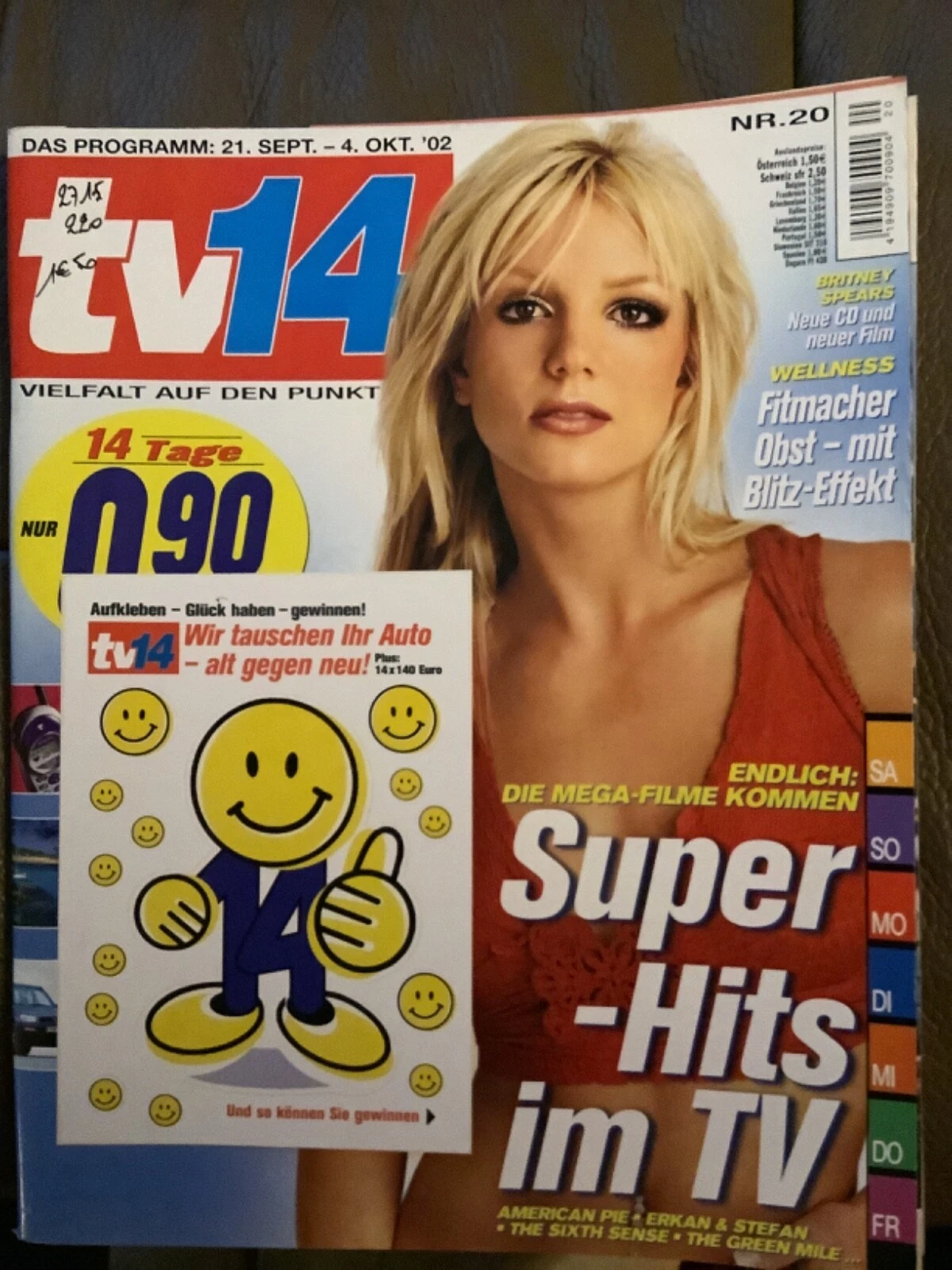 TV FOURTEEN AUSTRIA magazine side cover 21 September 2002