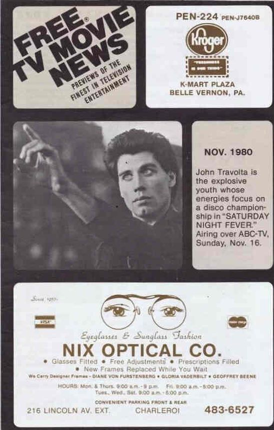 FREE TV MOVIE NEWS magazine side cover  November 1980