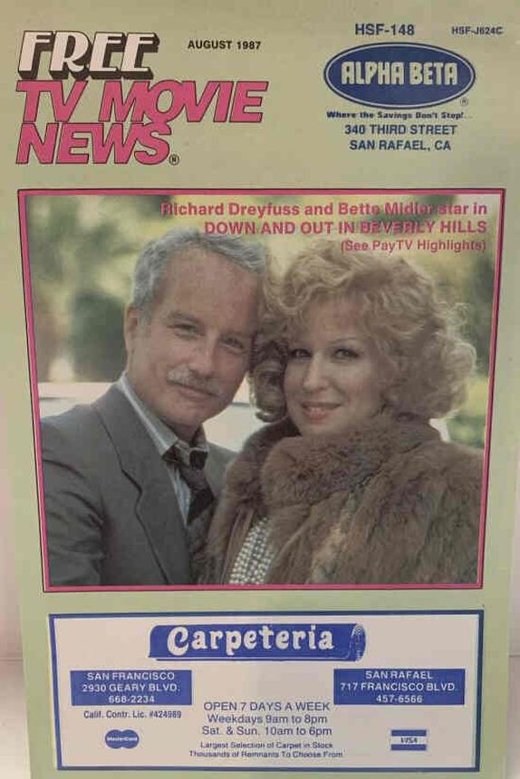FREE TV MOVIE NEWS magazine side cover  August 1987