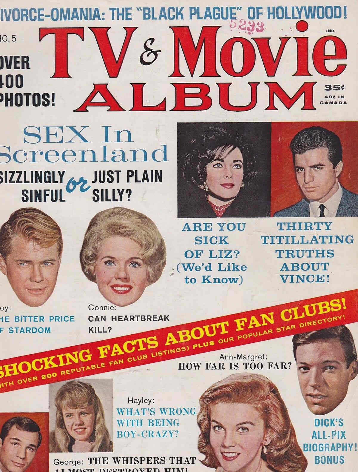 TV AND MOVIE ALBUM magazine side cover Issue 5  1963
