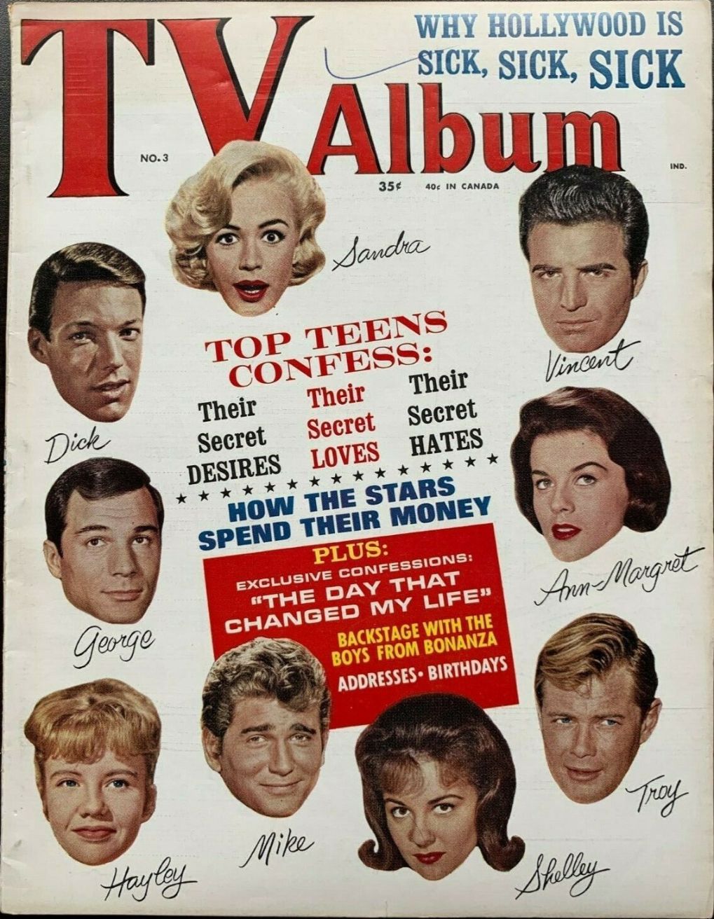 TV AND MOVIE ALBUM magazine side cover Issue 3  October 1962
