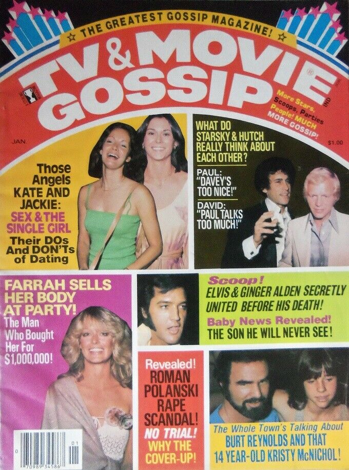 TV AND MOVIE GOSSIP magazine side cover  January 1978