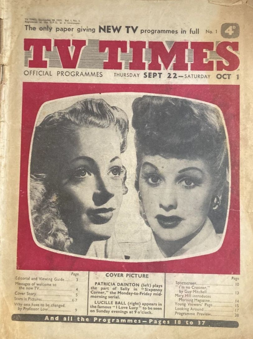 TV TIMES magazine side cover Issue 1 22 September 1955