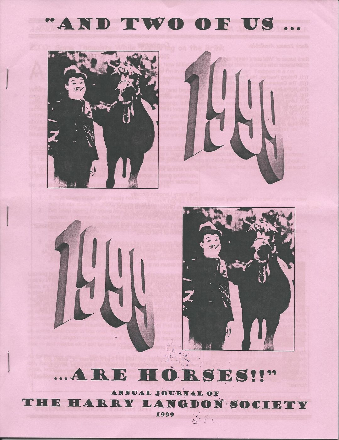 AND TWO OF US... ARE HORSES!! magazine side cover Issue 2  1999