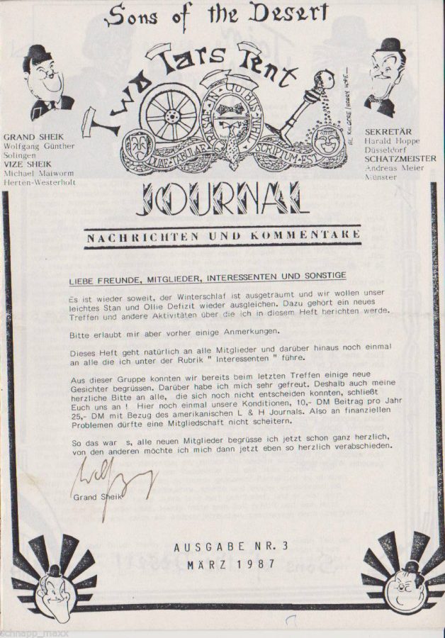 TWO TARS JOURNAL magazine side cover Issue 3 March 1987