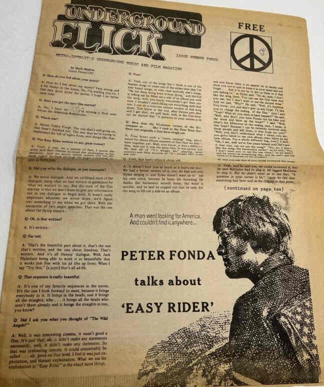 UNDERGROUND FLICK magazine side cover Issue 3   1969