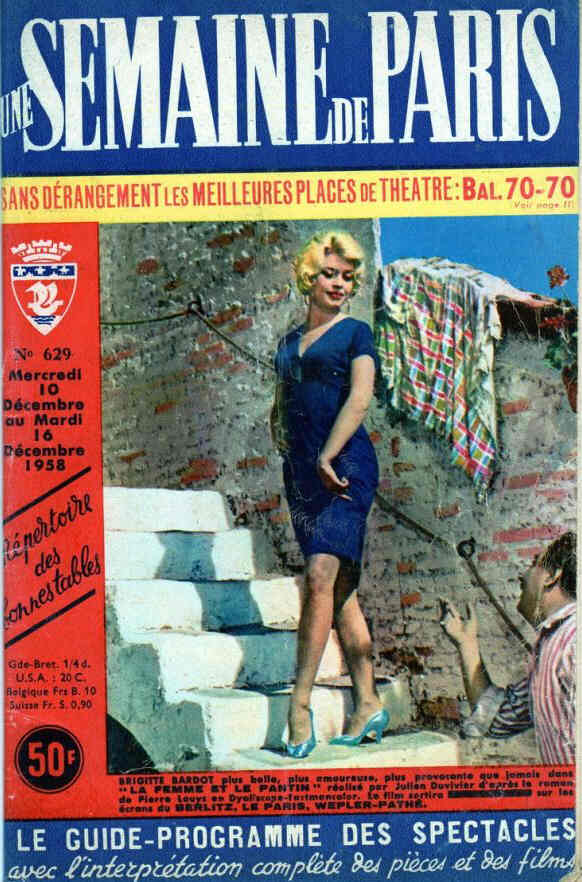SEMAINE DE PARIS | UNE magazine side cover Issue 629 10 December 1958