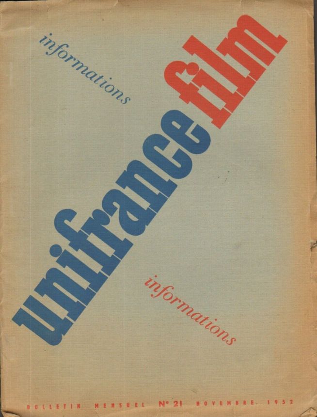 UNIFRANCE FILM magazine side cover Issue 21  November 1952