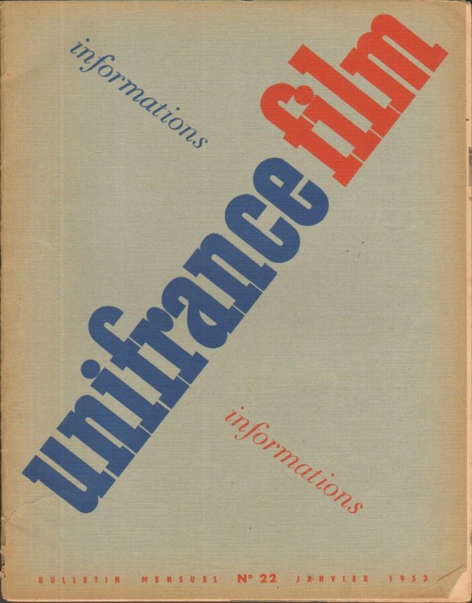 UNIFRANCE FILM magazine side cover Issue 22  January 1953