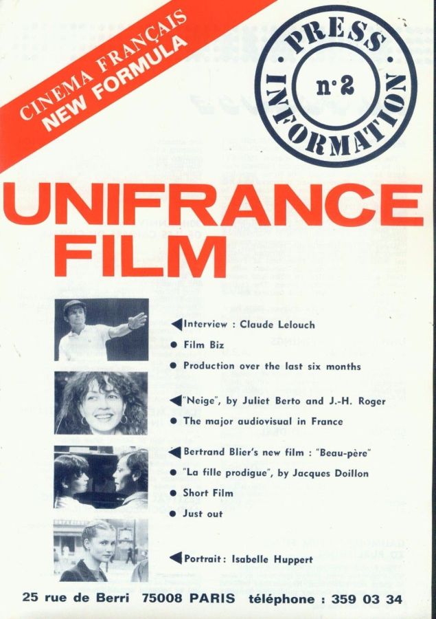 UNIFRANCE FILM PRESS INFORMATION magazine side cover Issue 2  May 1981