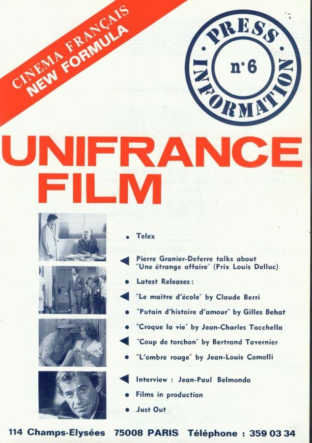 UNIFRANCE FILM PRESS INFORMATION magazine side cover Issue 6   1981