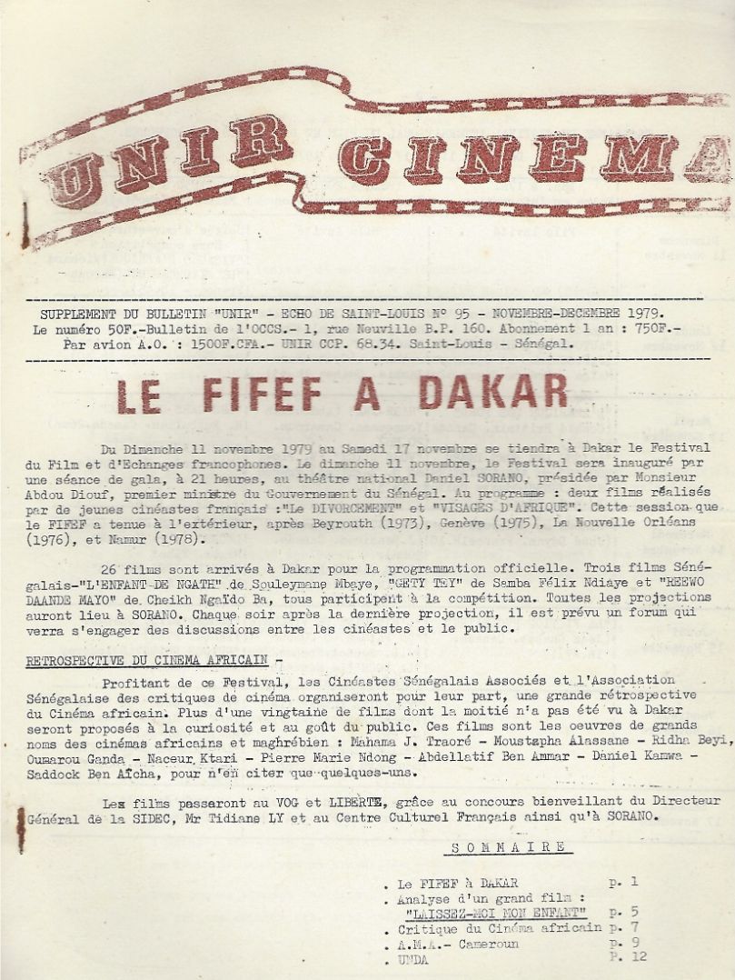 UNIR CINEMA magazine side cover Issue 95  November/December 1979
