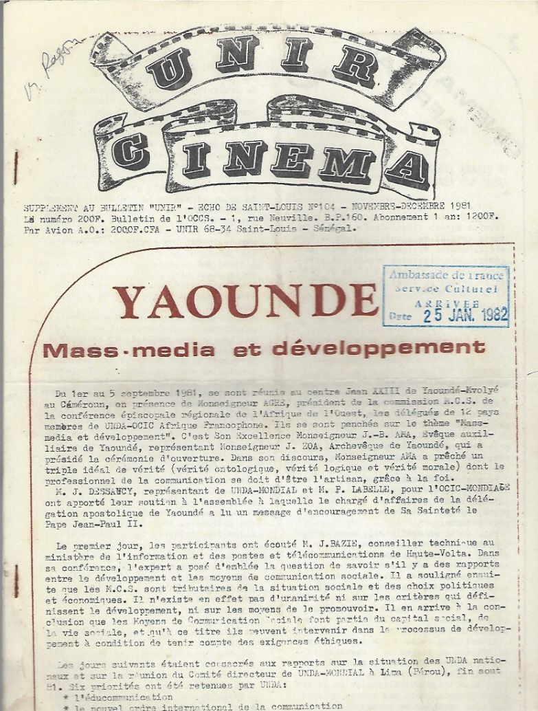 UNIR CINEMA magazine side cover Issue 104  November/December 1981