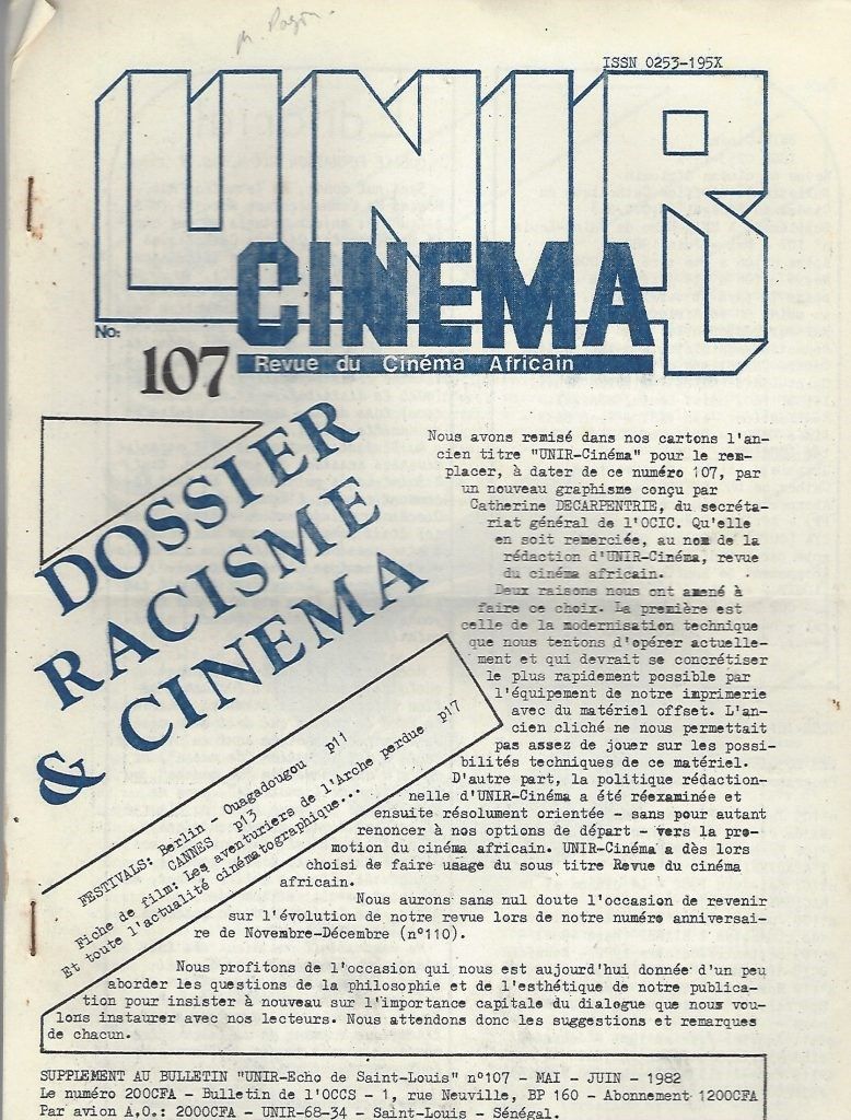 UNIR CINEMA magazine side cover Issue 107  May/June 1982