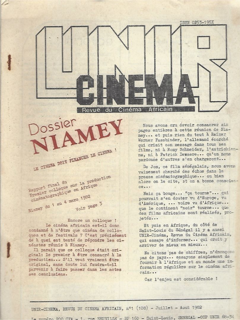 UNIR CINEMA magazine side cover Issue 108  July/August 1982