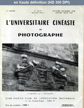 UNIVERSITAIRE CINEASTE ET PHOTOGRAPHE | L magazine side cover October 1958