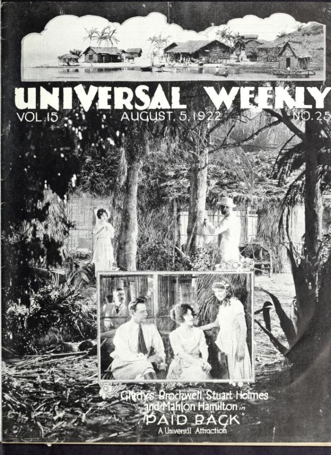 UNIVERSAL WEEKLY magazine side cover 5 August 1922