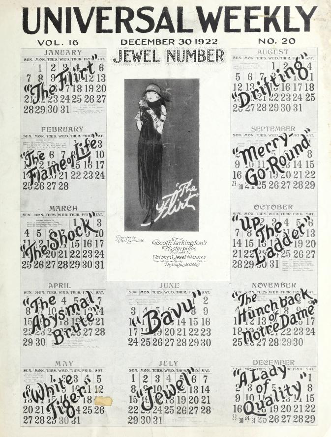 UNIVERSAL WEEKLY magazine side cover 30 December 1922