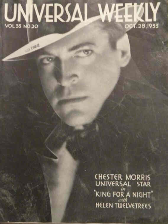 UNIVERSAL WEEKLY magazine side cover  Vol 33 # 20 28 October 1933
