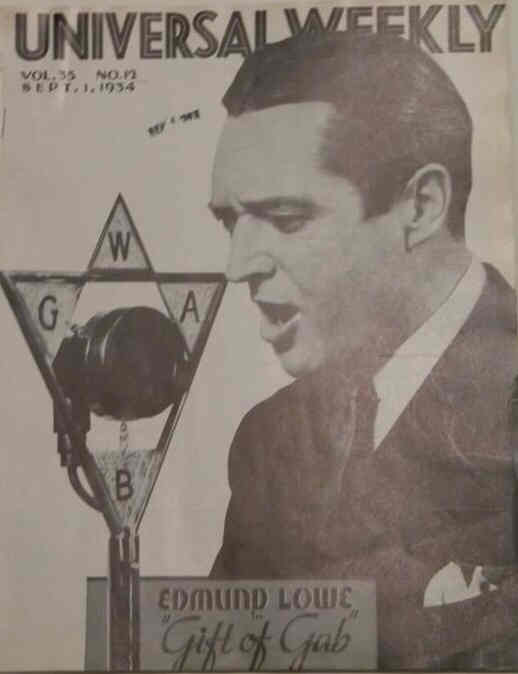 UNIVERSAL WEEKLY magazine side cover 1 September 1934