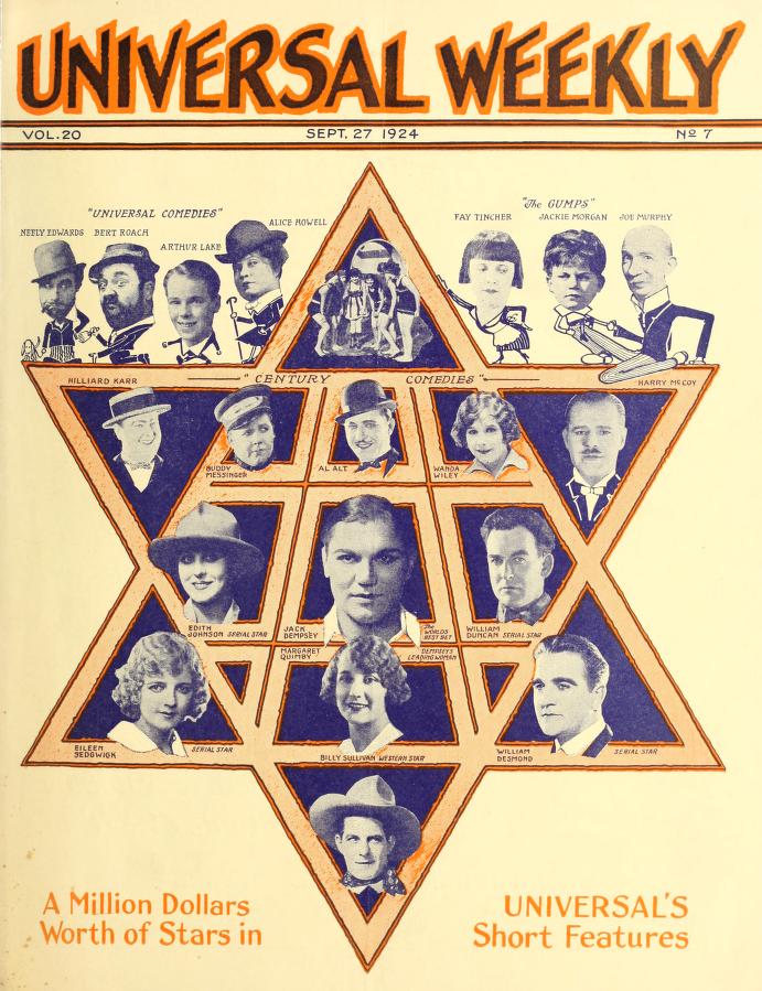 UNIVERSAL WEEKLY magazine side cover  Vol 20 # 7 27 September 1924