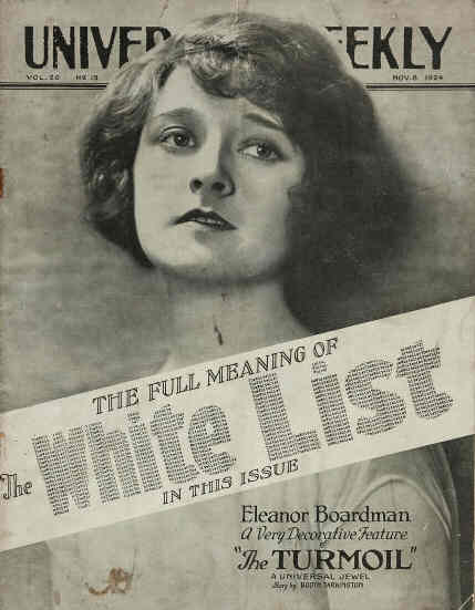 UNIVERSAL WEEKLY magazine side cover 8 November 1924