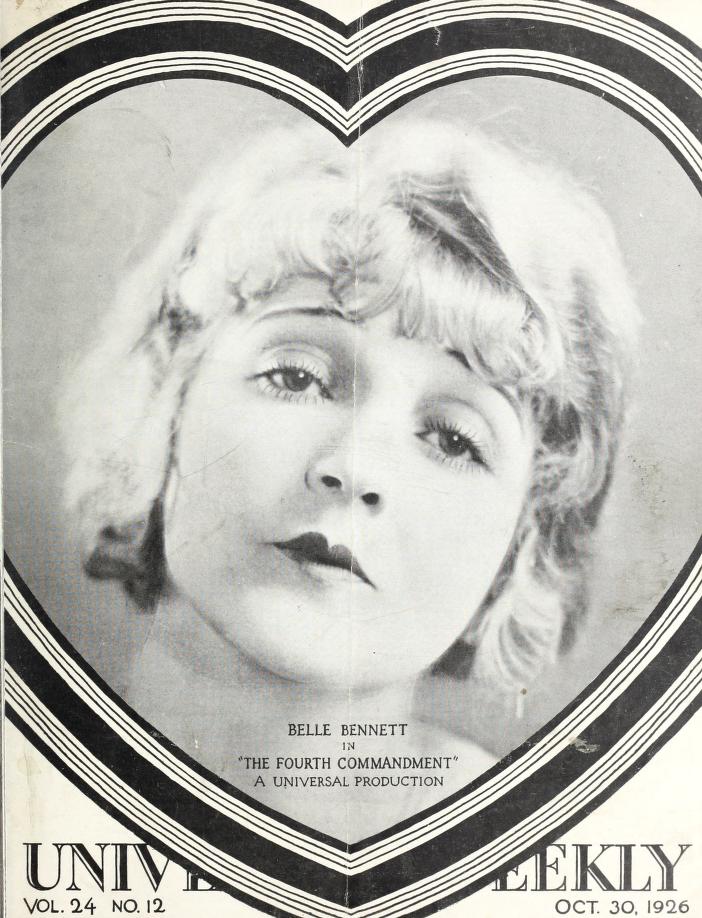 UNIVERSAL WEEKLY magazine side cover  Vol 24 # 12 30 October 1926