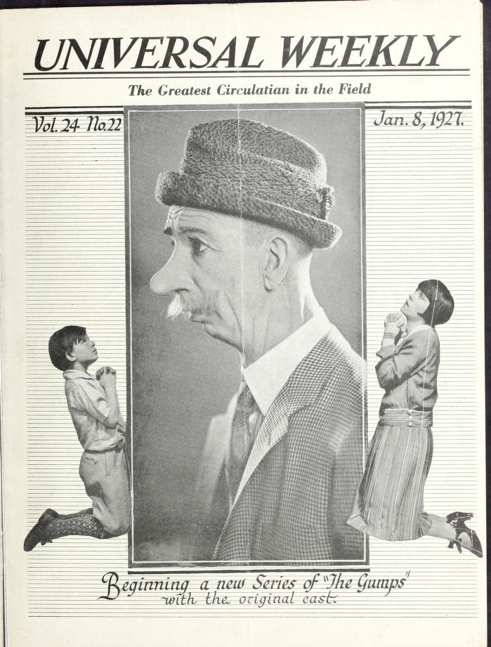 UNIVERSAL WEEKLY magazine side cover  Vol 24 # 22 8 January 1927
