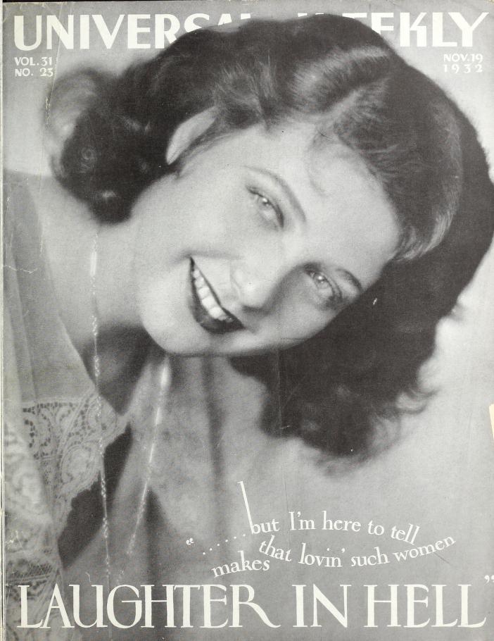 UNIVERSAL WEEKLY magazine side cover  Vol 31 # 23 19 November 1932