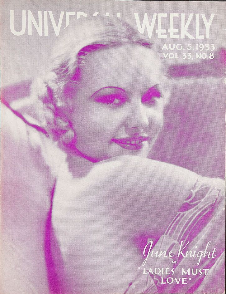 UNIVERSAL WEEKLY magazine side cover  Vol 33 # 8 5 August 1933