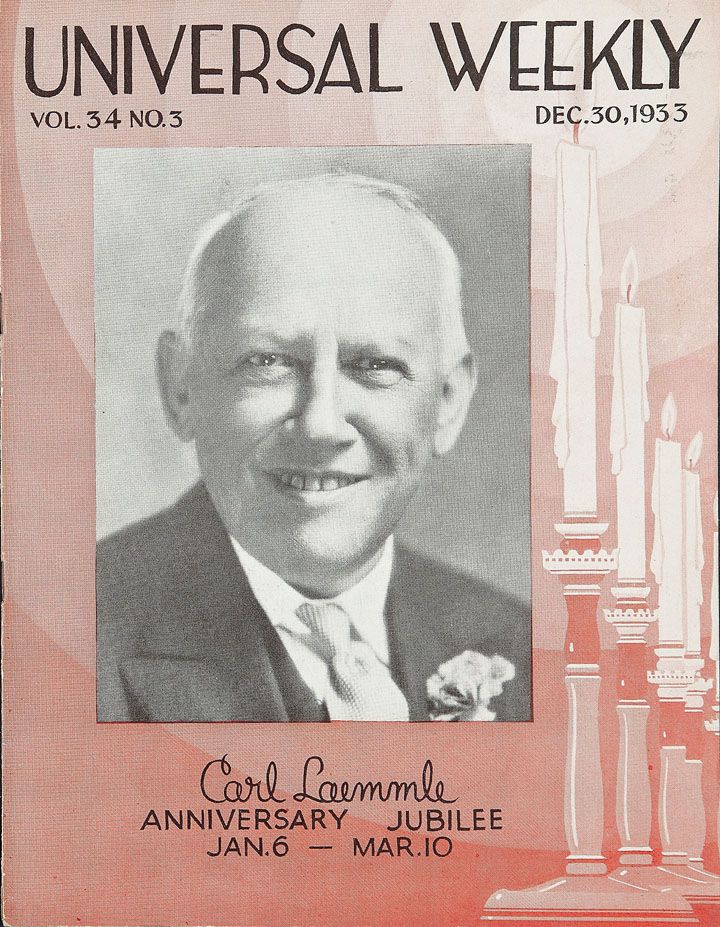 UNIVERSAL WEEKLY magazine side cover  Vol 34 # 3 30 December 1933