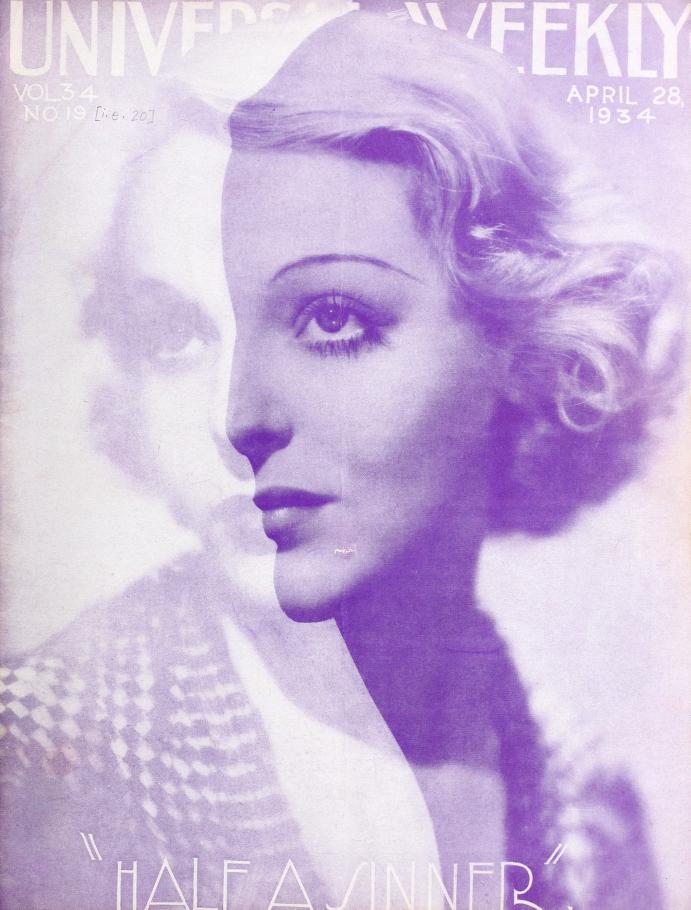 UNIVERSAL WEEKLY magazine side cover  Vol 34 # 19 28 April 1934