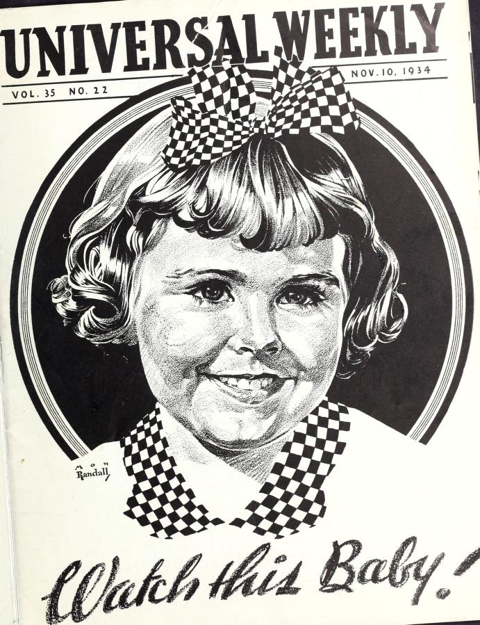 UNIVERSAL WEEKLY magazine side cover  Vol 35 # 22 10 November 1934