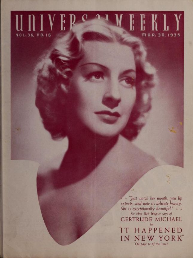 UNIVERSAL WEEKLY magazine side cover  Vol 36 # 16 30 March 1935