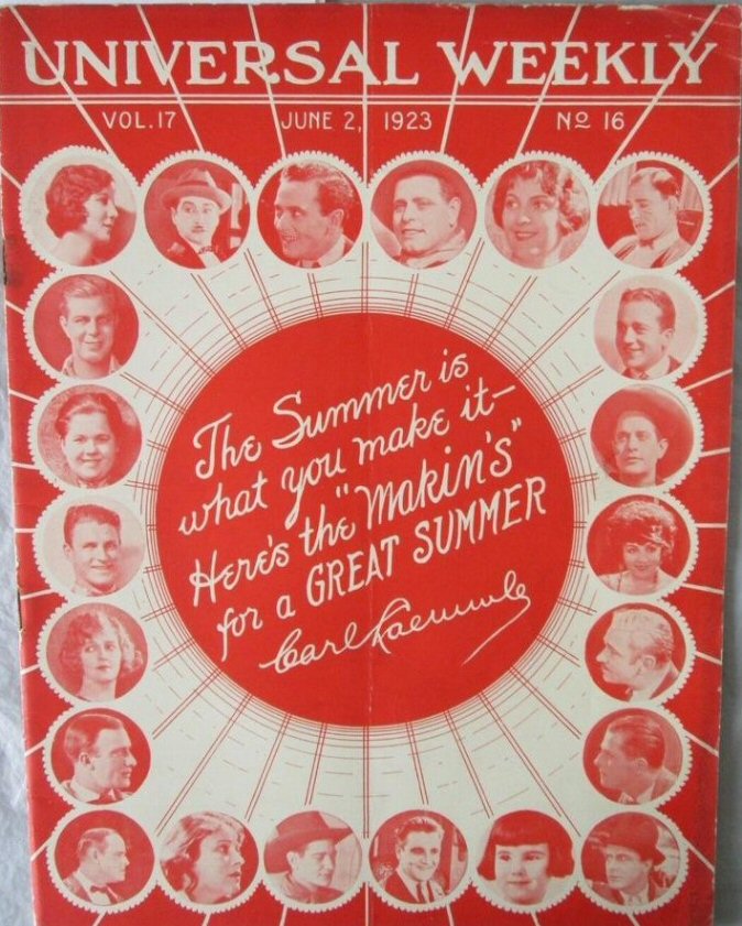 UNIVERSAL WEEKLY magazine side cover  Vol 17 No  16 2 June 1923