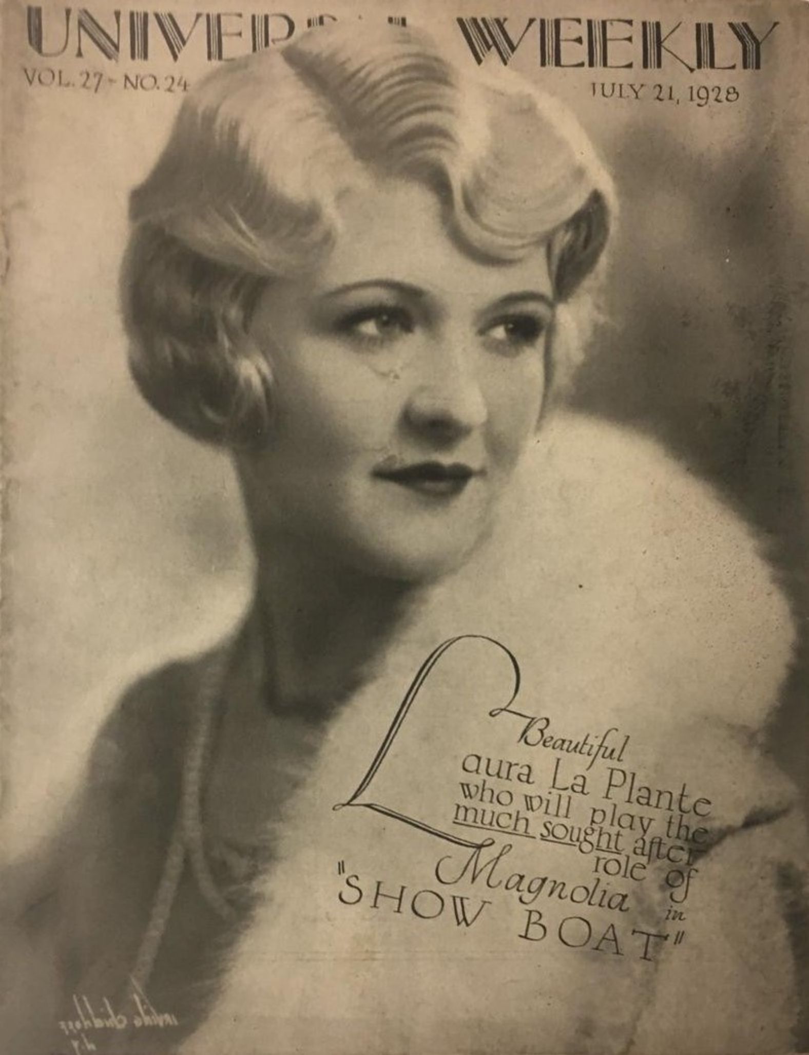 UNIVERSAL WEEKLY magazine side cover  Vol 27 No  24 21 July 1928