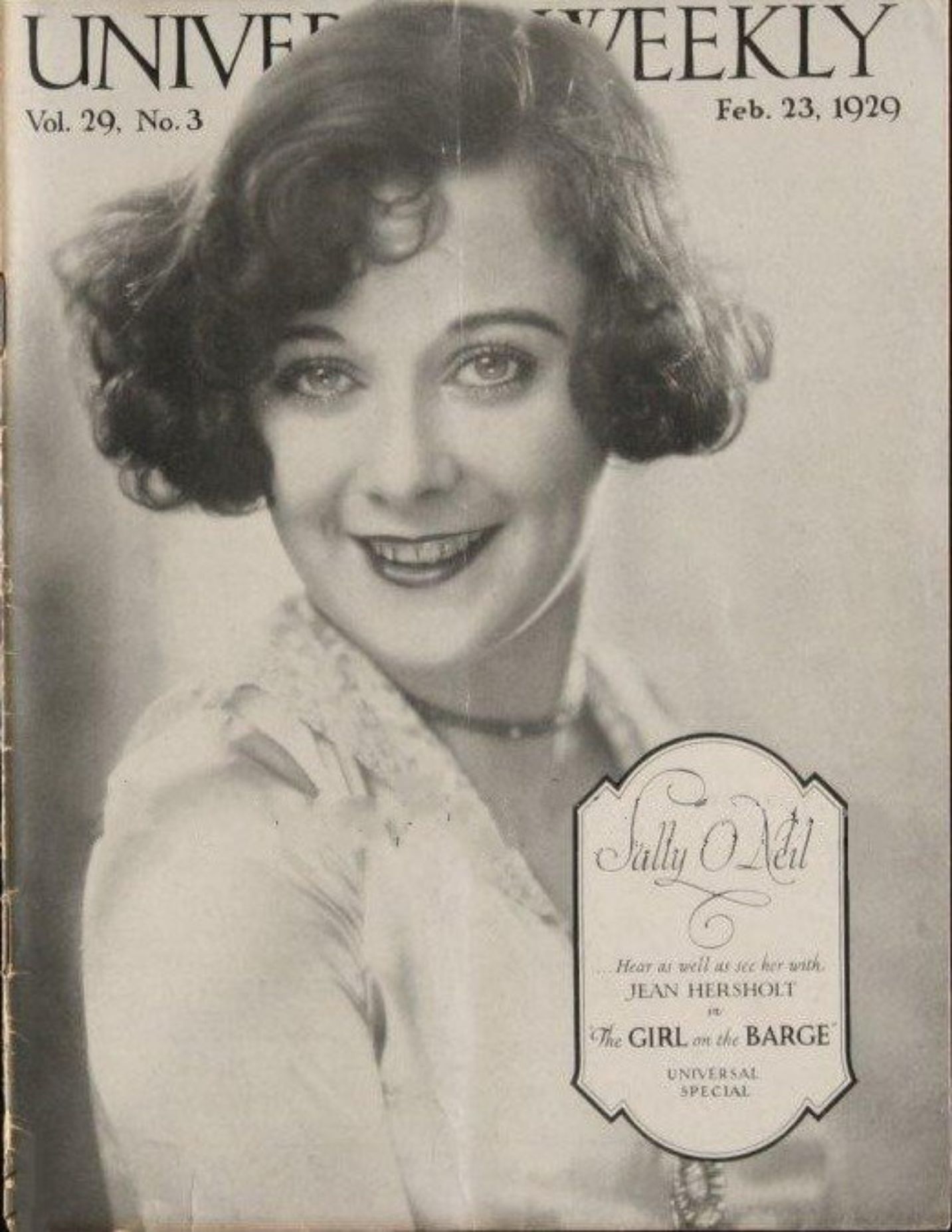 UNIVERSAL WEEKLY magazine side cover  Vol 29 No  3 23 February 1929