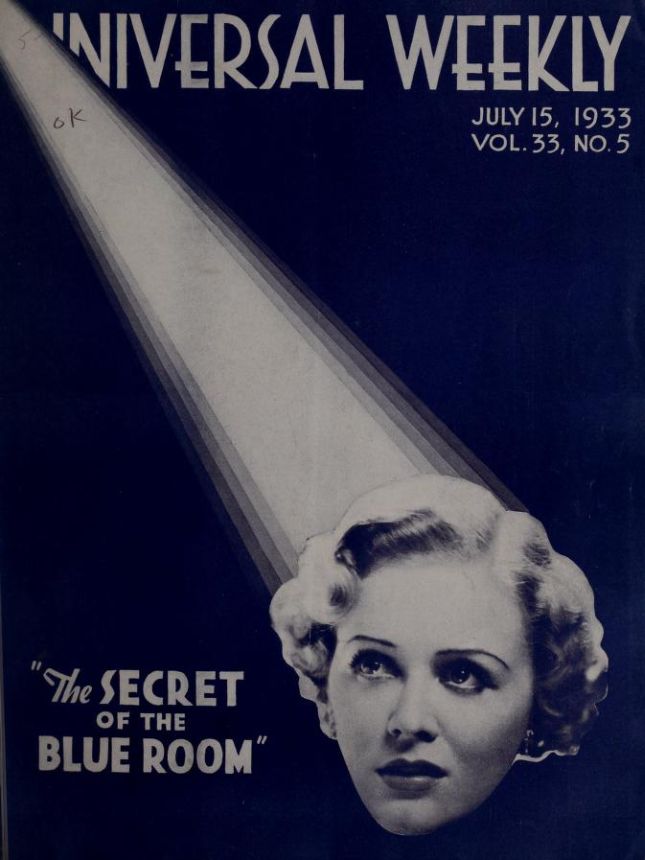 UNIVERSAL WEEKLY magazine side cover 15 July 1933