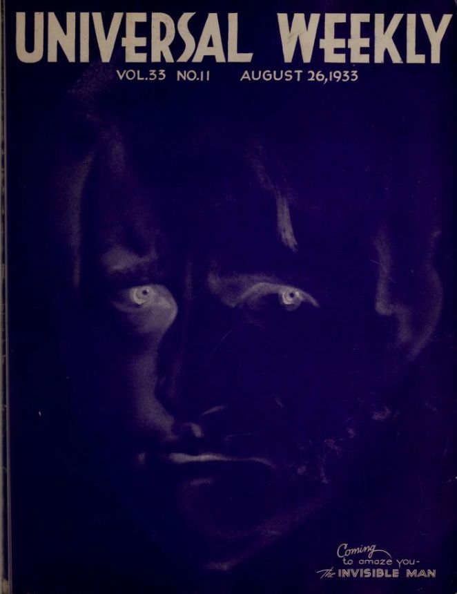 UNIVERSAL WEEKLY magazine side cover 26 August 1933