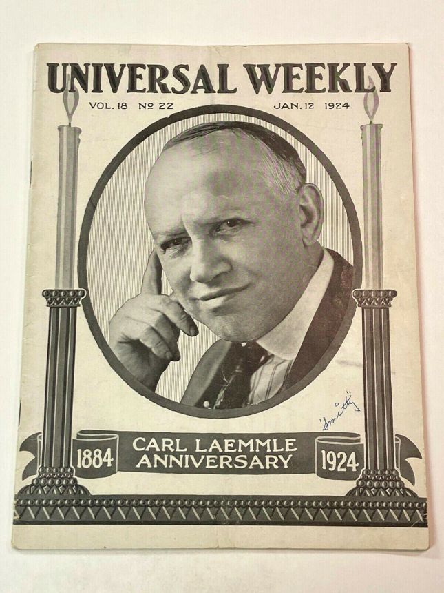 UNIVERSAL WEEKLY magazine side cover 12 January 1924