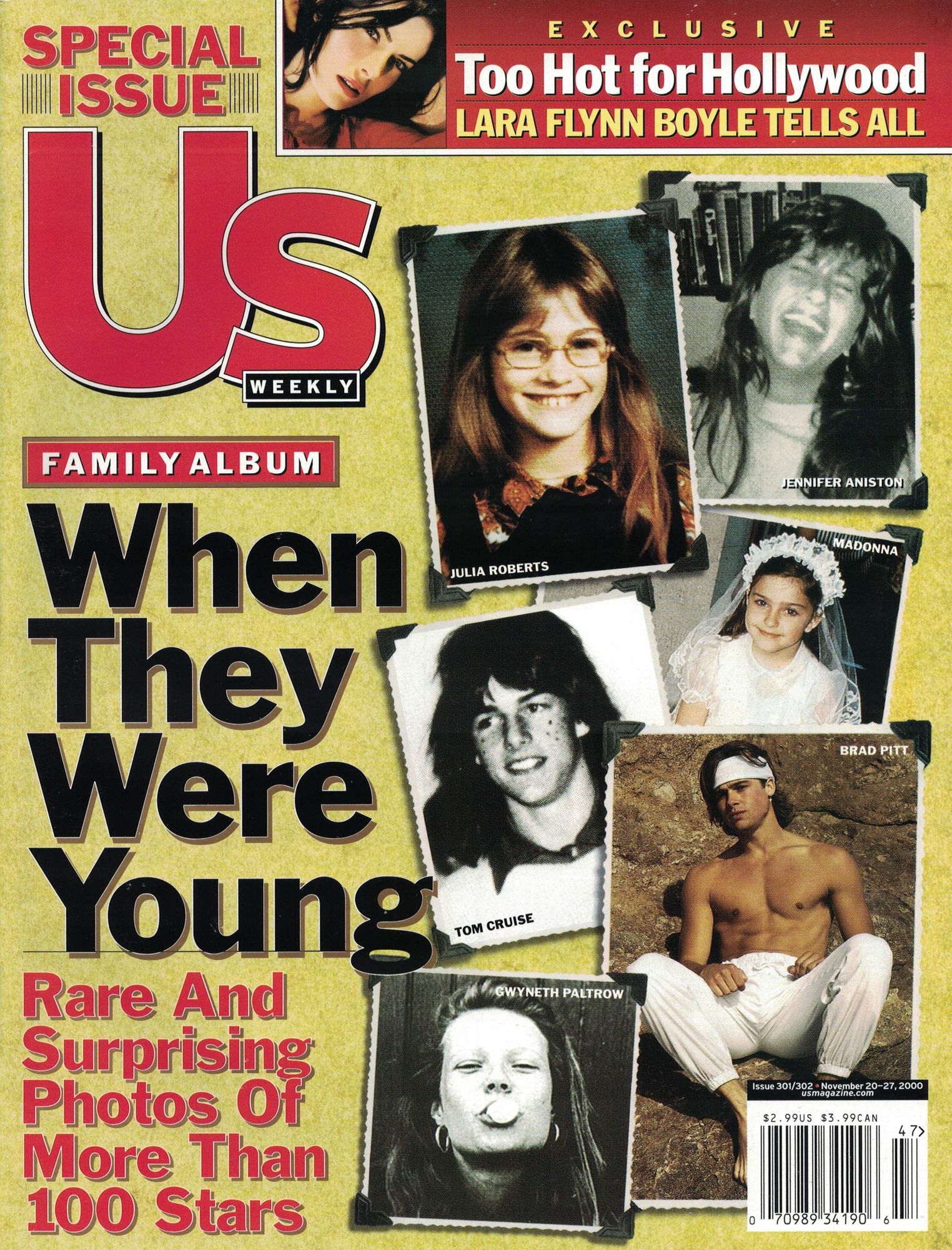 US WEEKLY magazine side cover Issue 301/302 20 November 2000