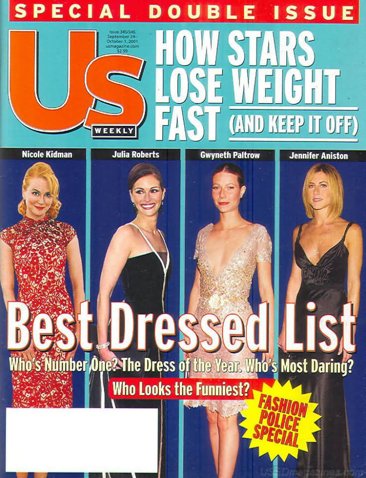 US WEEKLY magazine side cover Issue 345/346 24 September 2001