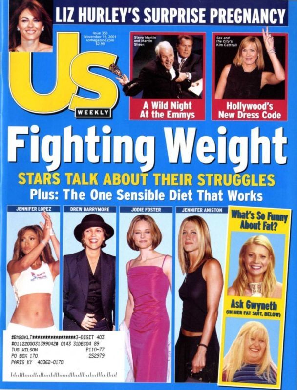 US WEEKLY magazine side cover Issue 353 19 November 2001