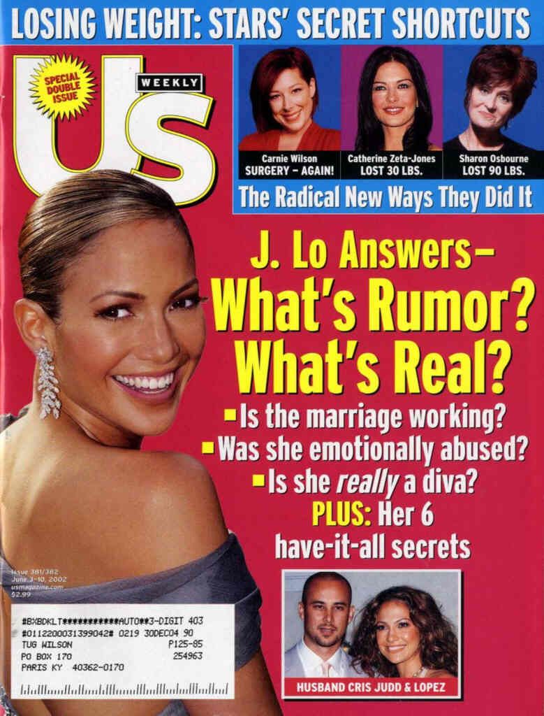 US WEEKLY magazine side cover Issue 381/382 3/10 June 2002