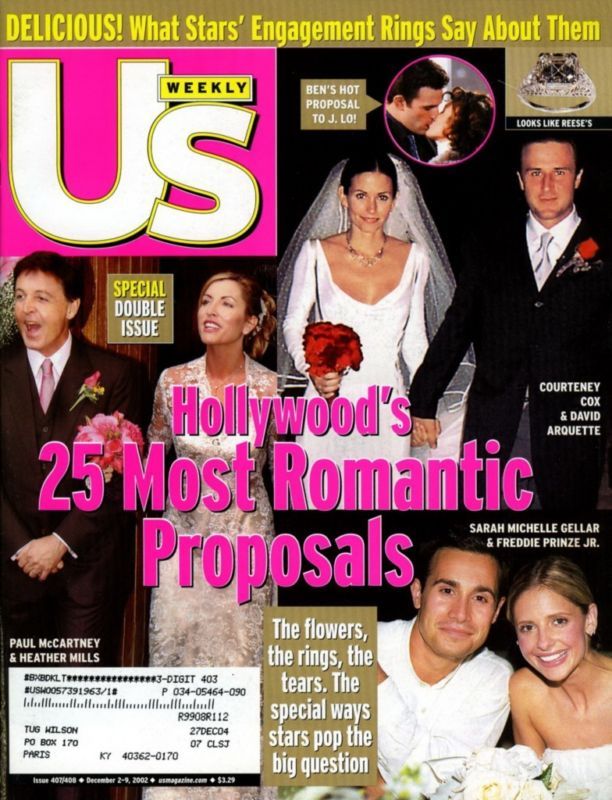 US WEEKLY magazine side cover Issue 407/408 2 December 2002
