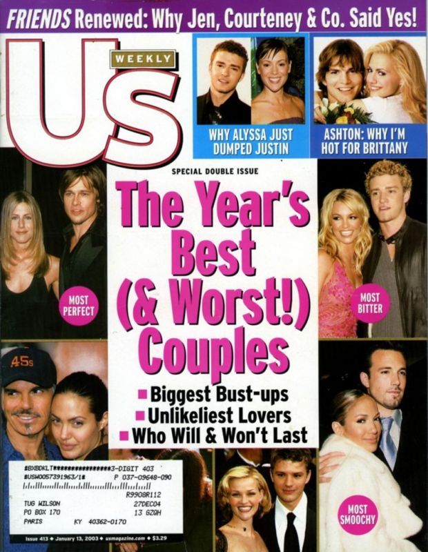 US WEEKLY magazine side cover Issue 413 13 January 2003