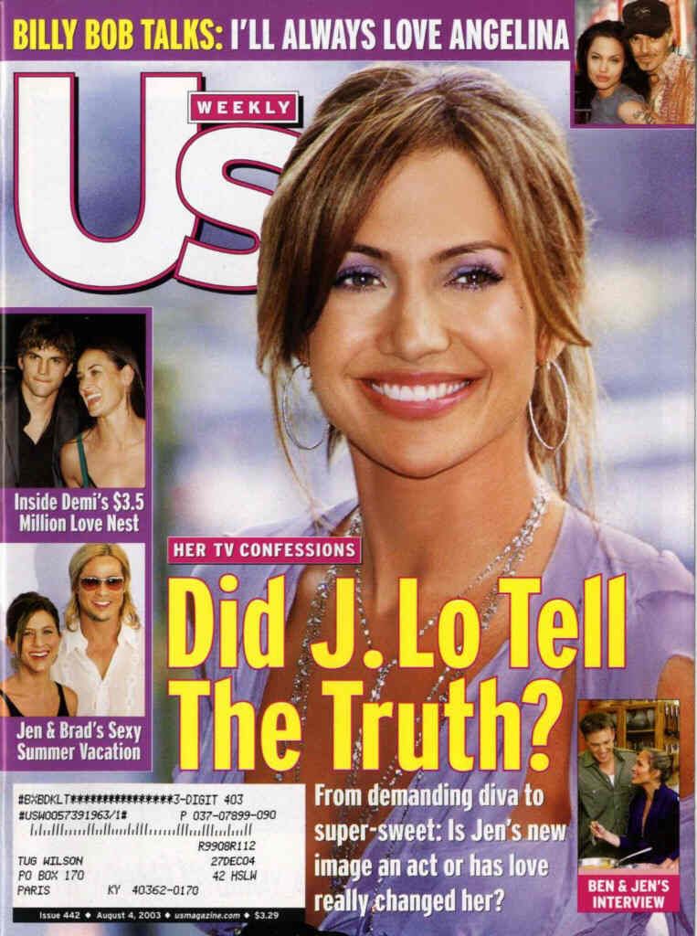 US WEEKLY magazine side cover Issue 442 4 August 2003