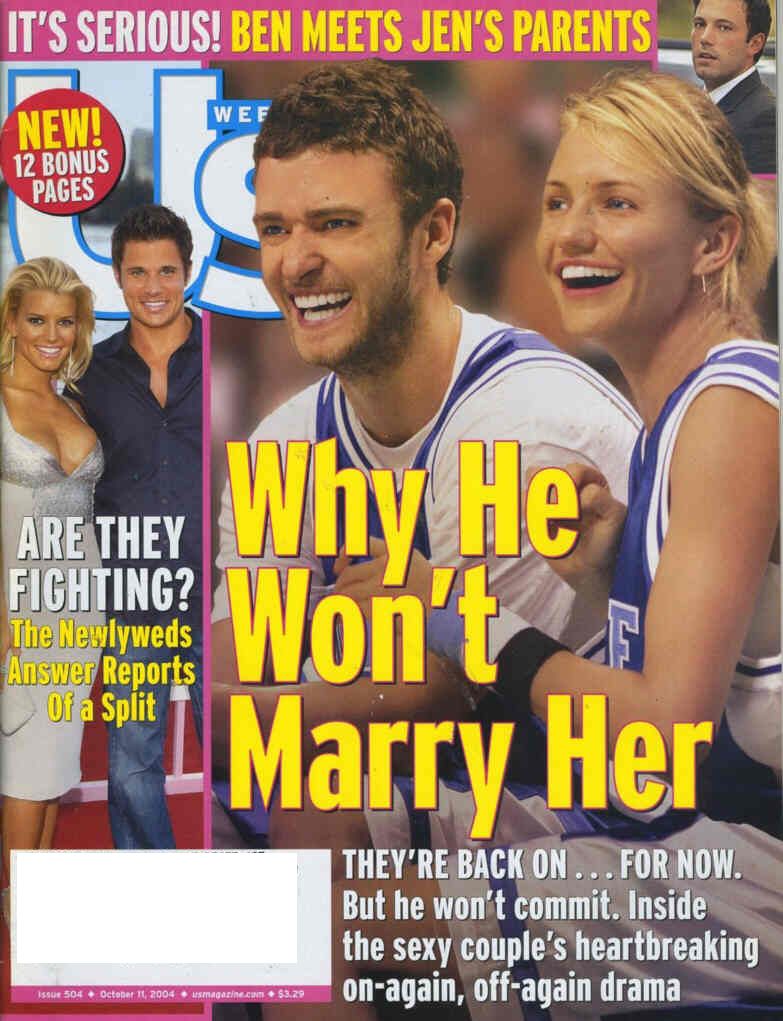 US WEEKLY magazine side cover Issue 504 11 October 2004