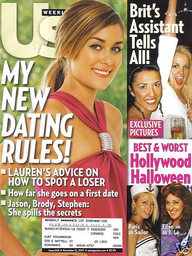 US WEEKLY magazine side cover Issue 665 12 November 2007