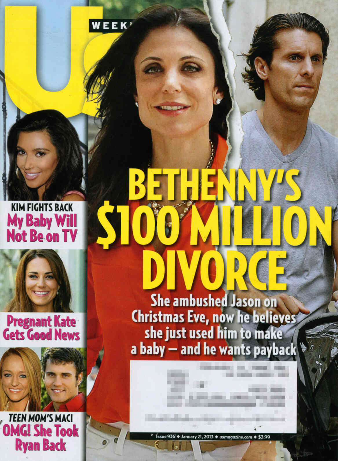 US WEEKLY magazine side cover Issue 936 21 January 2013